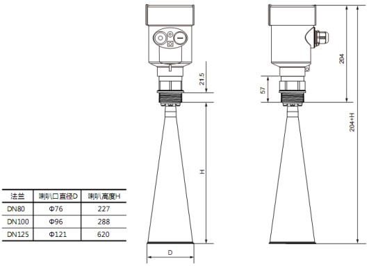 導(dǎo)波雷達(dá)液位計(jì)RD708外形尺寸圖